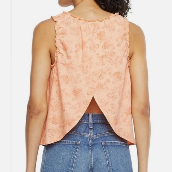 NWT Woman’s a.n.a Orange Coral Floral Sleeveless Blouse Top Open Back Large - Picture 8 of 8
